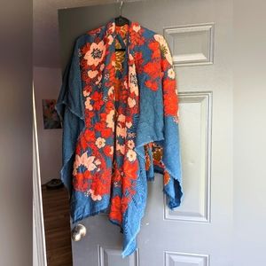 Anthropologie open embroidered shawl